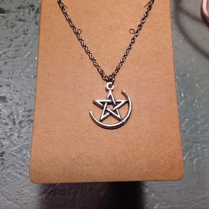 Crescent Moon Pentagram Necklace